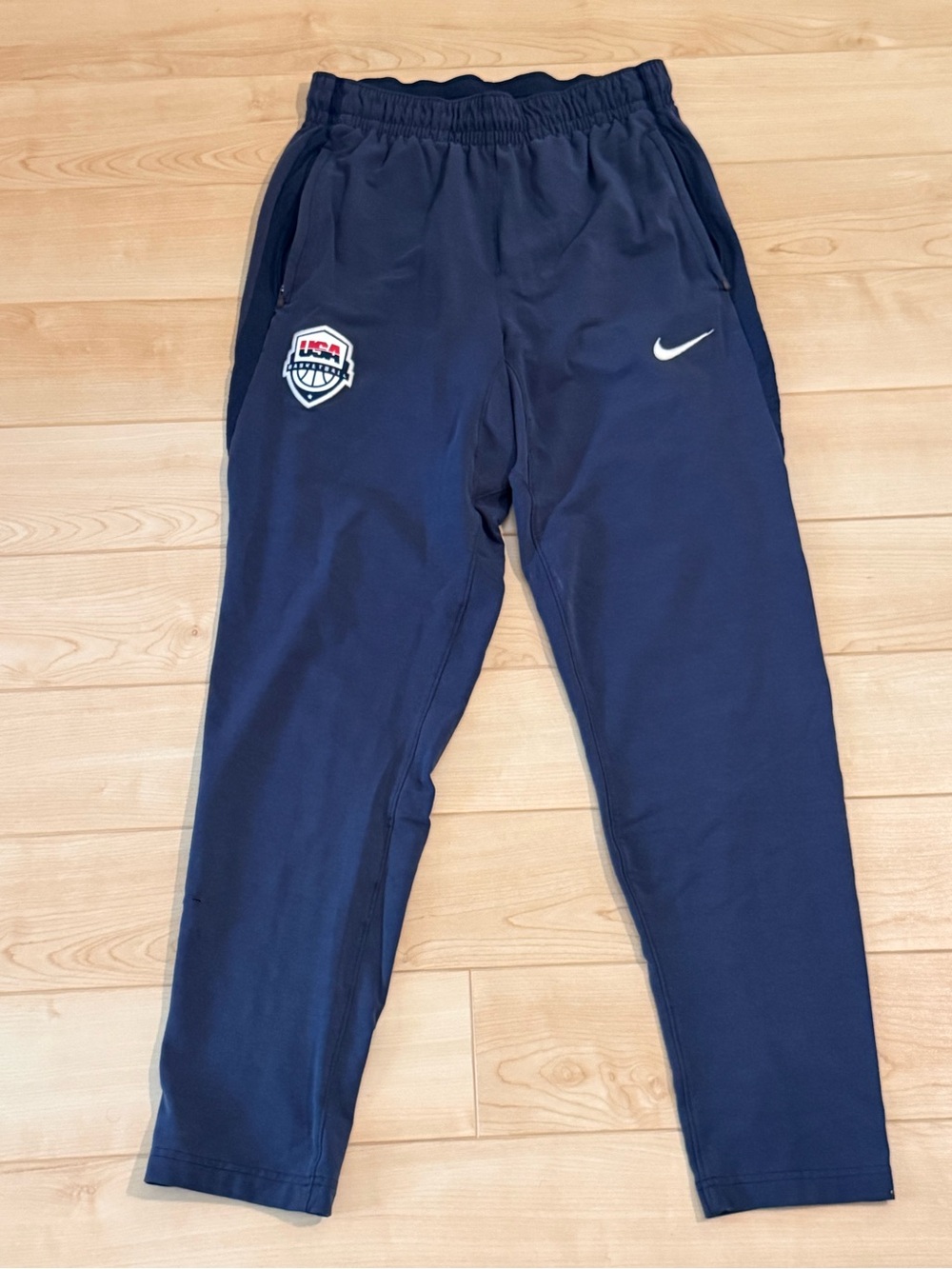 Nike Kids Navy USA Basketball Jogger Pants with White Swoosh